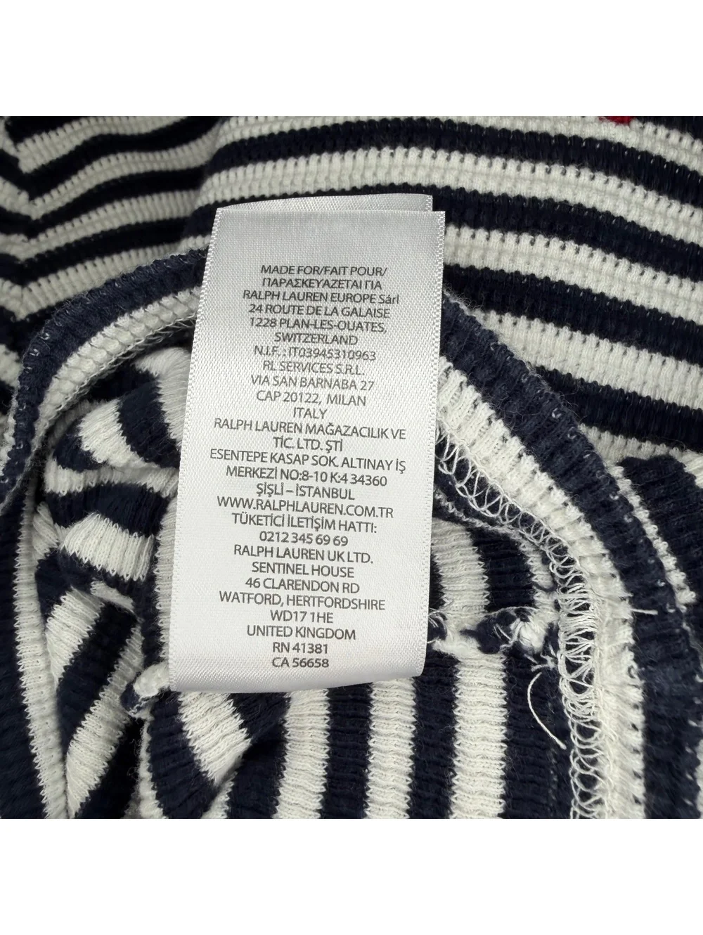 Polo Ralph Lauren Long Sleeve Waffle Knit Black White Stripe Shirt Boys Sz 5